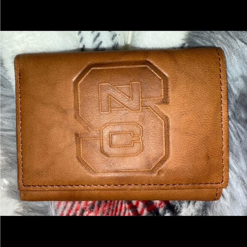 NC State Genuine Leather Trifold Wallet with Embossed Logo-New
